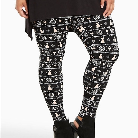 torrid Pants - Torrid Fair Isle Cat Print Leggings